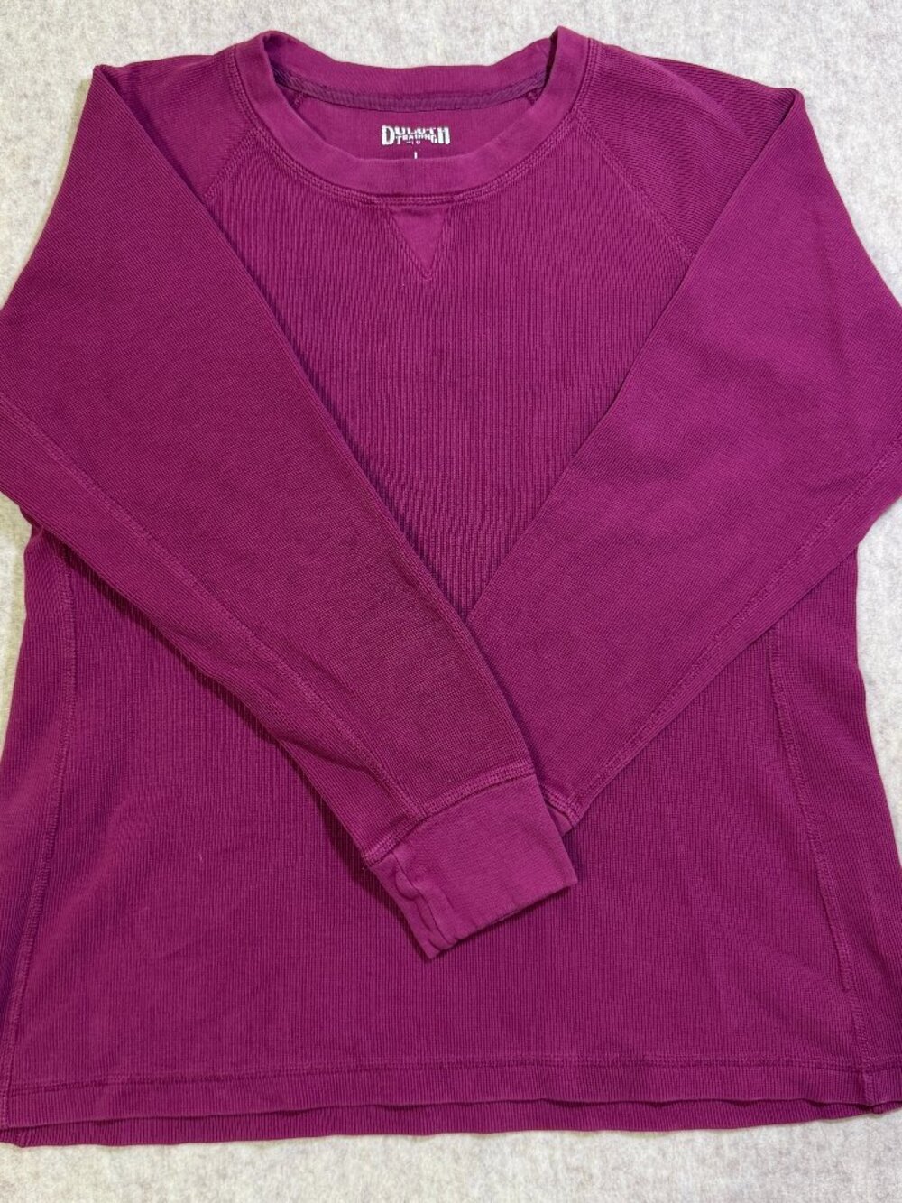 Duluth Trading Women's French Rib Crewneck Sweatshirt Berry Large 100% Cotton